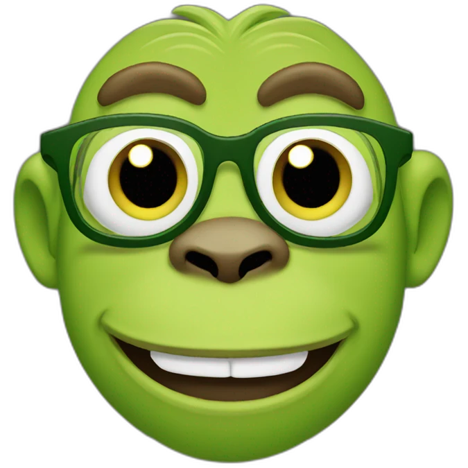 Monkey shrek green crazy with glasses emoji