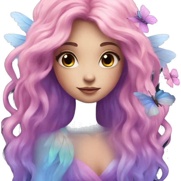 Beautiful, flower, fairy, pink, blue, purple, long hair, big wings emoji