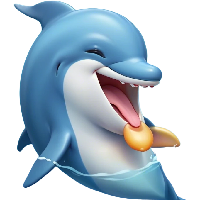 Cinematic Cute Yawning Dolphin Portrait Emoji, Head tilted slightly with a dramatic, wide-open yawn, showcasing a sleek, streamlined body with softly curved contours and drowsy, half-closed eyes, Simplified yet irresistibly adorable features, highly detailed, glowing with a soft, cozy oceanic glow, high shine, relaxed yet expressive, stylized with a dash of whimsical aquatic charm, soft glowing outline, capturing the essence of a drowsy yet affectionate dolphin that appears ready to stretch out and yawn its way out of the screen! emoji