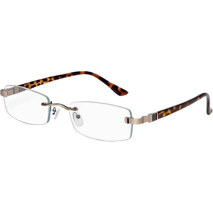 tiny Y2K tortoise printed rimless glasses, narrow rectangular lenses emoji