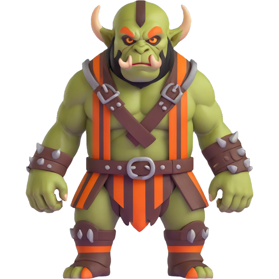 Tiger orc with tusks and orange stripes emoji
