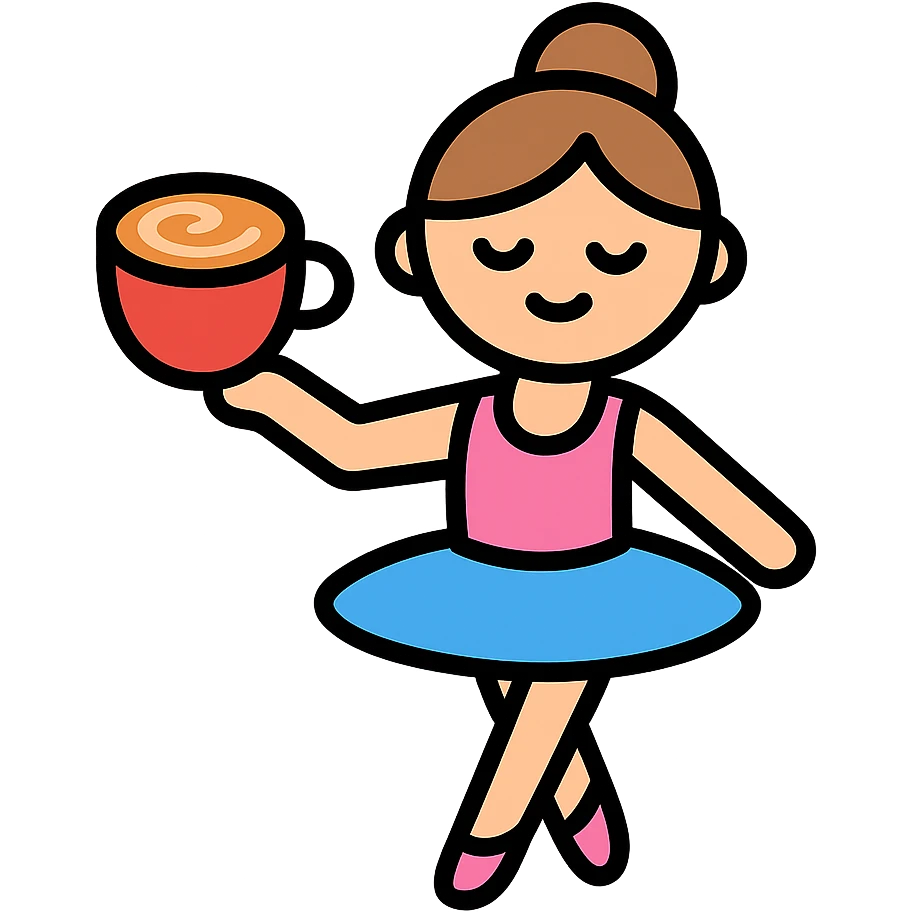 A ballerina holding a cup of cappuccino emoji