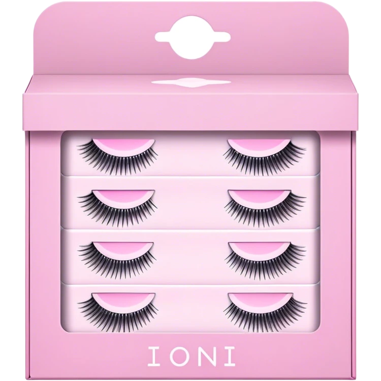 ioni false lash strips in a box packaging pink emoji