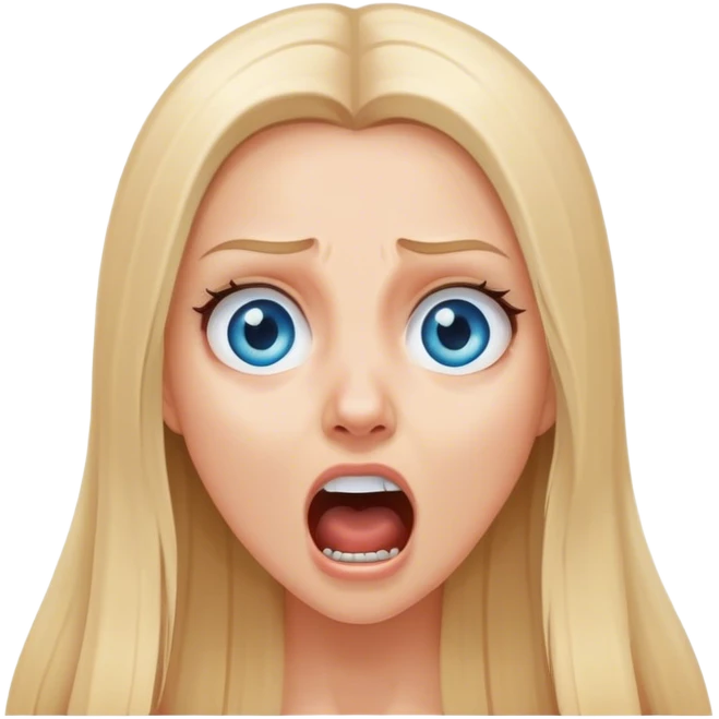 beautiful white girl with long straight blonde hair blue eyes screaming scared terrified  emoji