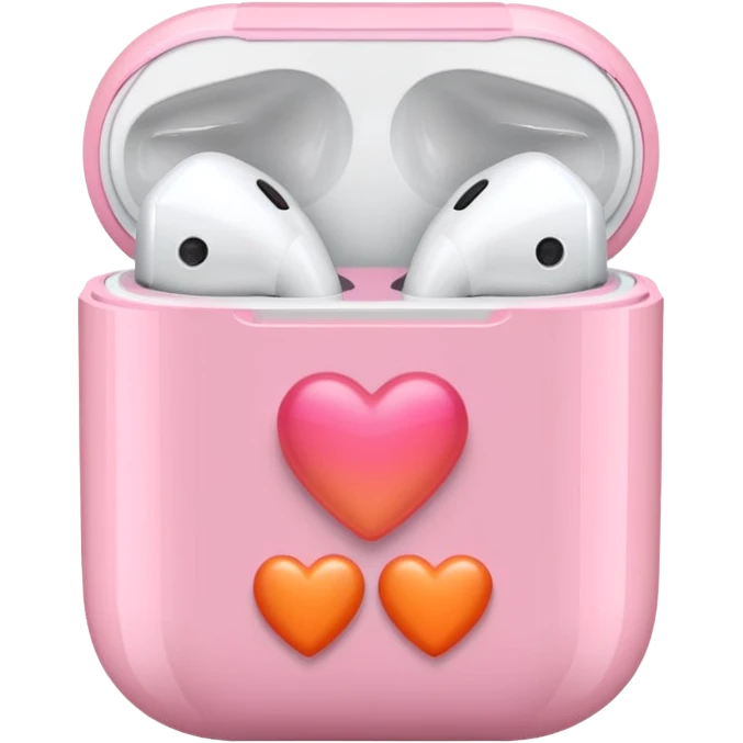 an airpods case filled with two pink and orange hearts instead of headphones emoji