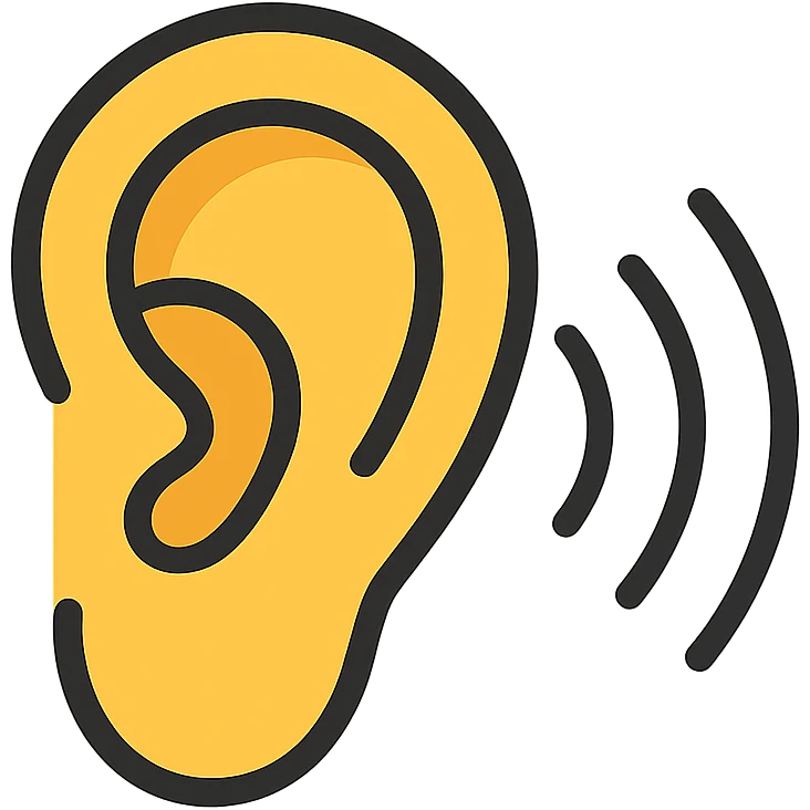 modern icon of an ear with curved sound rays emoji