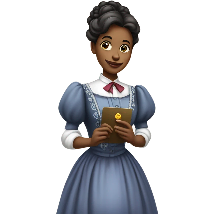 galora waitress Victorian dress elegant full body, holding big credit card emoji