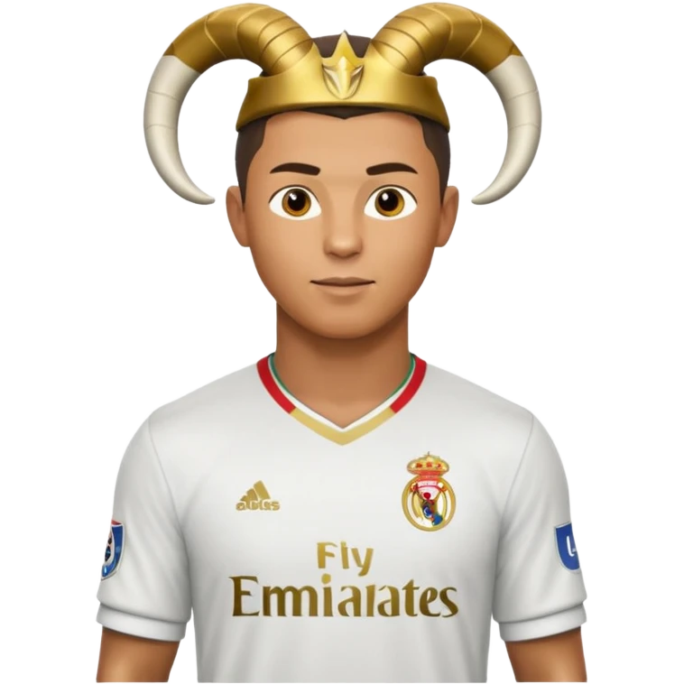 I want Ronaldo in Madrid and something over his head saying GOAT emoji