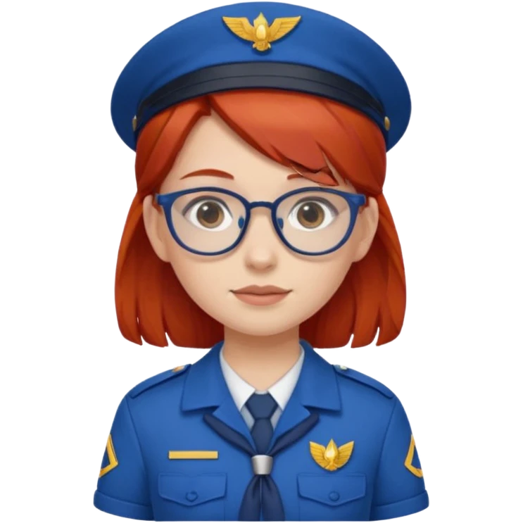 scout girl with blue scout uniform, red haired and glassess emoji