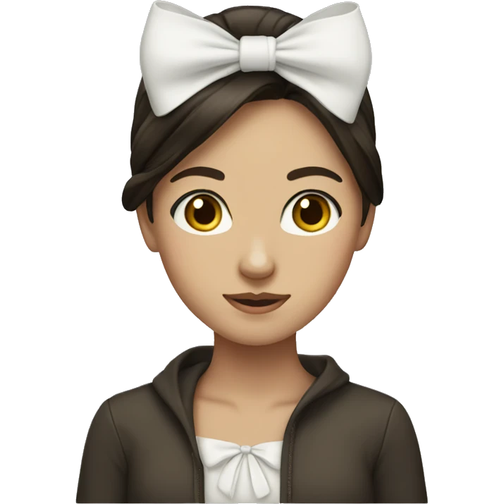 Brunette girl with a white  bow  emoji