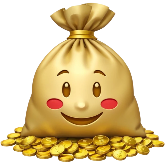 Luxury 3D emoji, overflowing money bag, stacks of cash, premium lighting, rich glossy look, ultra clean, transparent background


 emoji