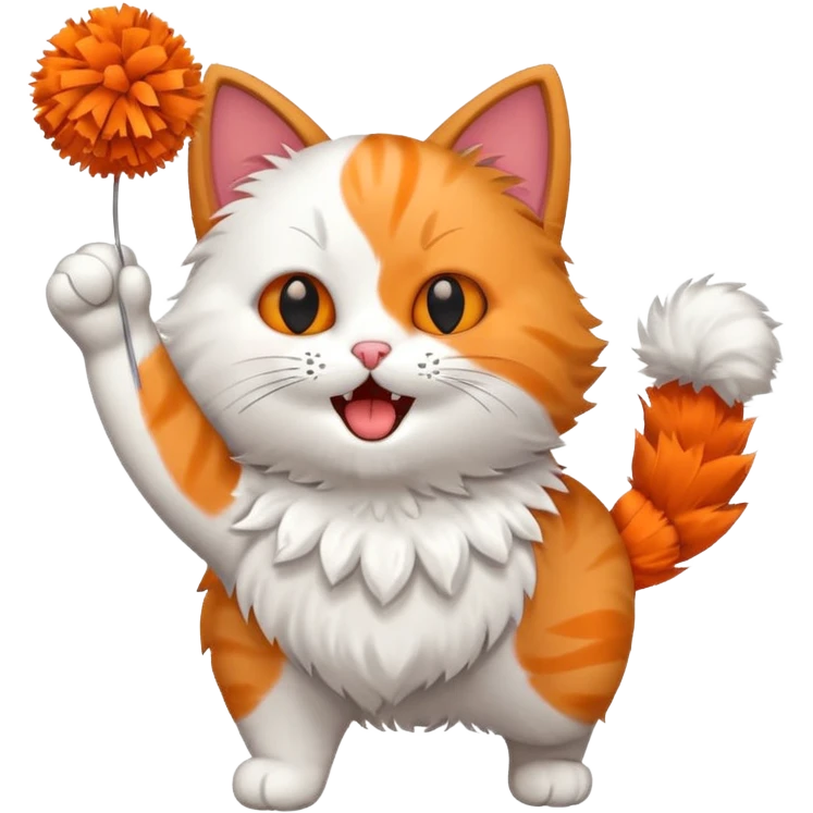 cheerleading cat with pom pom emoji