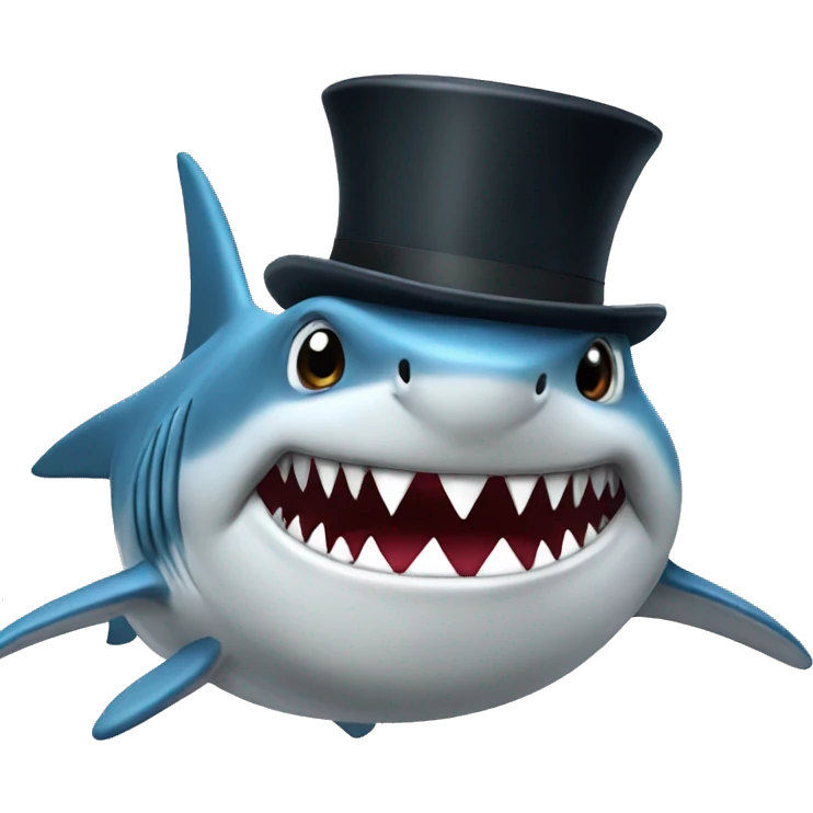 Shark with a top hat emoji