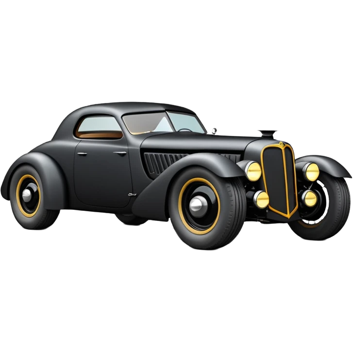  the animated series Batmobile loosely based on 1936 cord 812 (flat long square body) stealthy understated rat rod  emoji