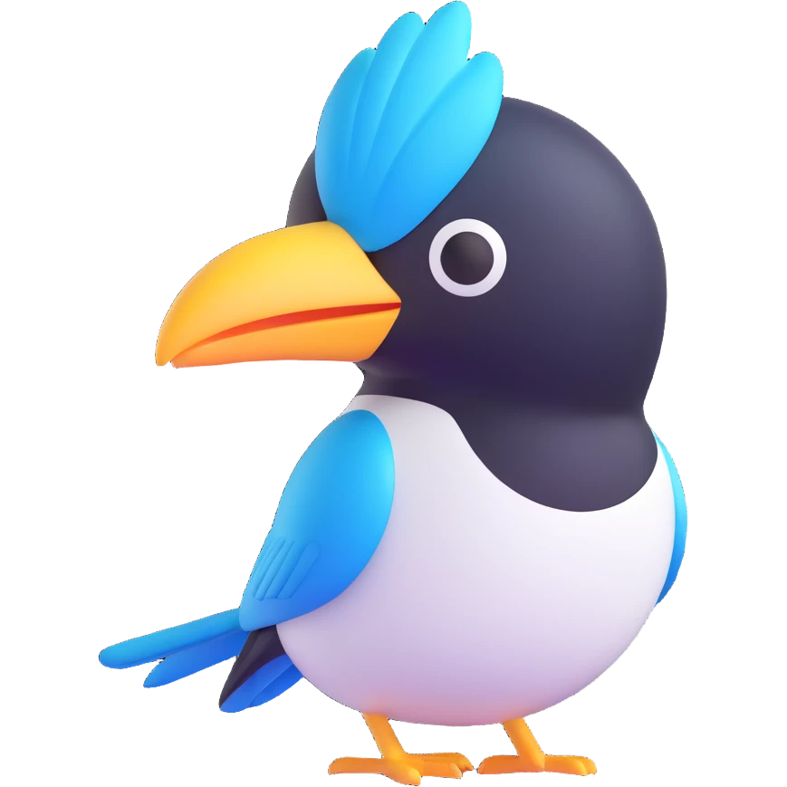 Eurasian magpie, shiny and rounded 3D emoji style emoji