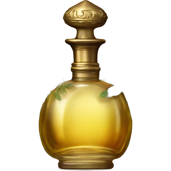 Antique oil perfume bottle with herbal and flowers emoji