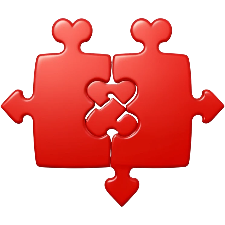 puzzle piece fitting with another and heart emoji