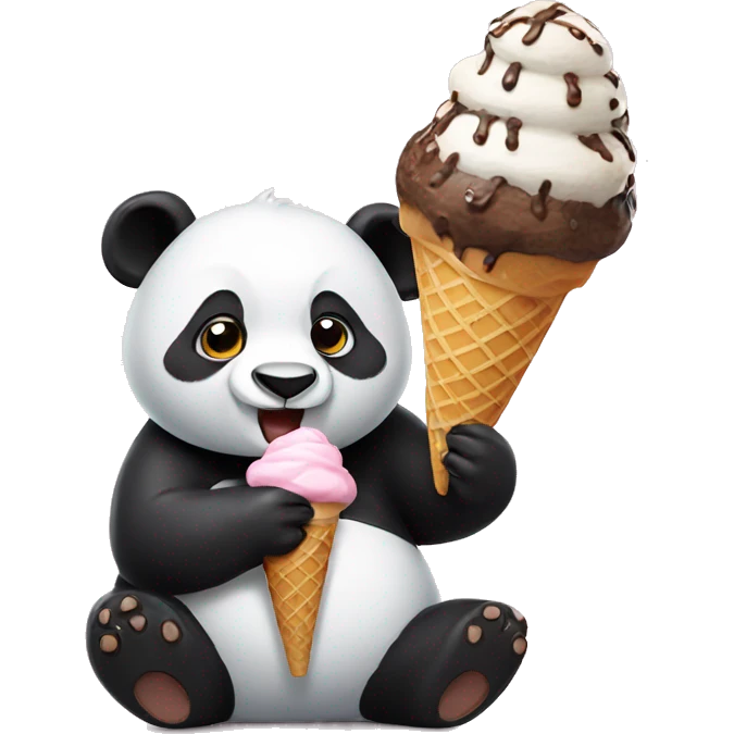 Panda eating ice cream emoji