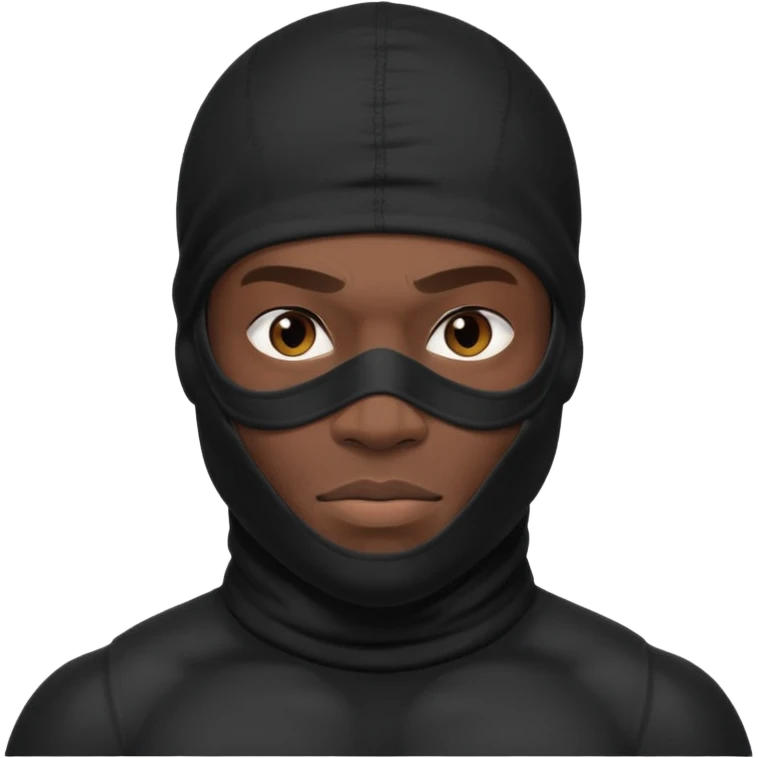 smug muscular african male black baraklava ski mask wearing guy with no top. emoji