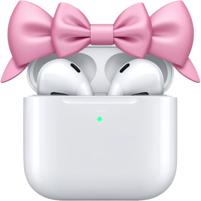 airpods max in white with pink bows emoji