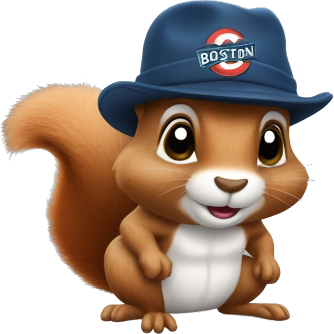 Squirrel with Boston hat emoji