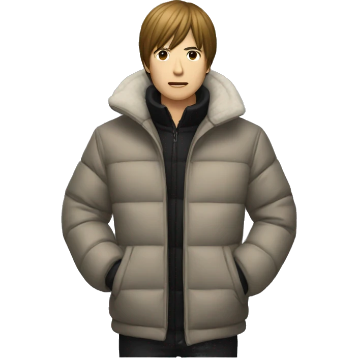 light yagami wearing a puffer jacket emoji