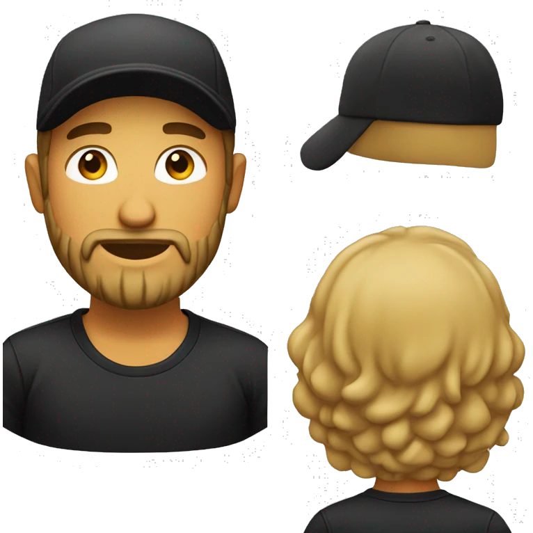 man with beard wearing hat and a black polo  emoji