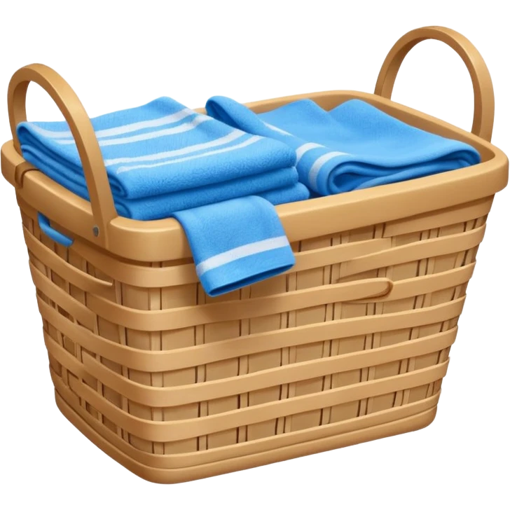 laundry basket with blue towels emoji