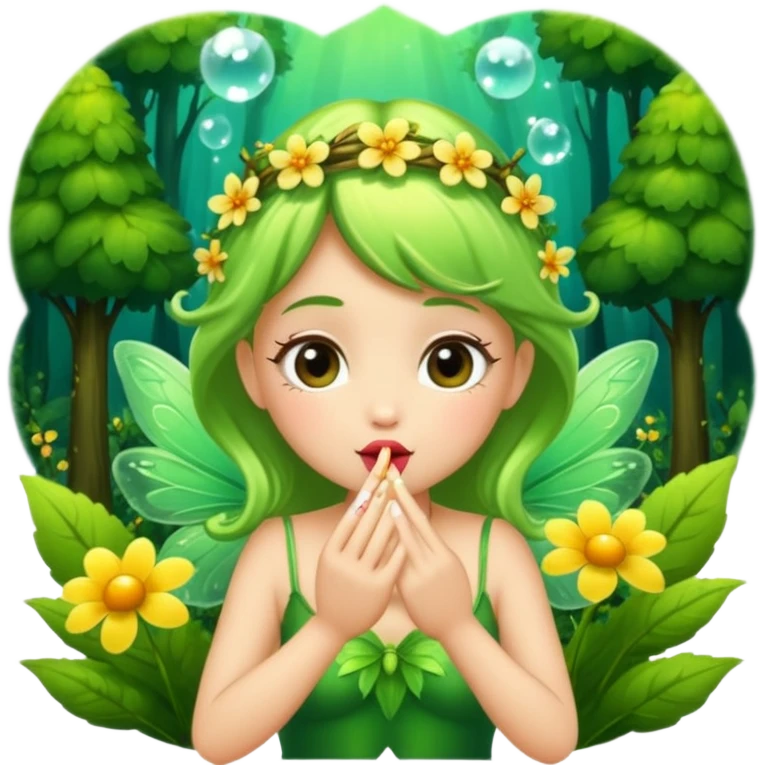 forest fairy blowing glowing kiss pollen emoji