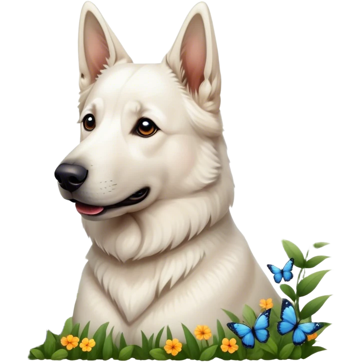 White Shepherd viele Schmetterlinge  emoji