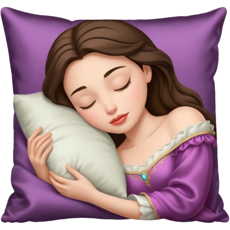 sleeping beauty brunette white girl with a silk pillow emoji