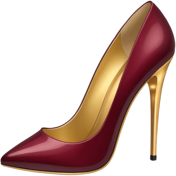 Metallic 24k gold & dark burgundy womens fashion heels emoji