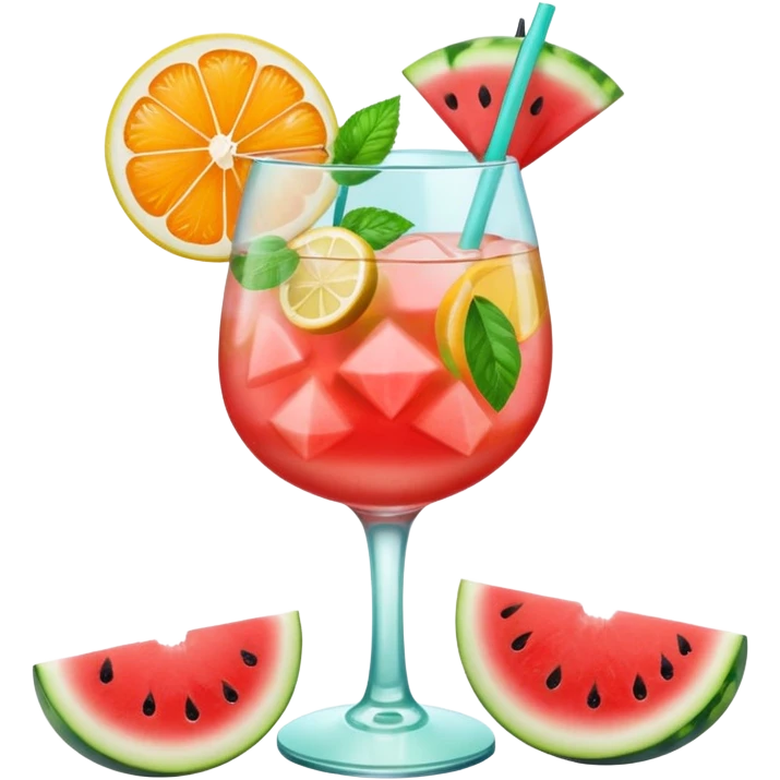 summer cocktail with lemon, watermelon, orange emoji