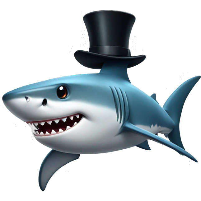 Shark with a top hat emoji