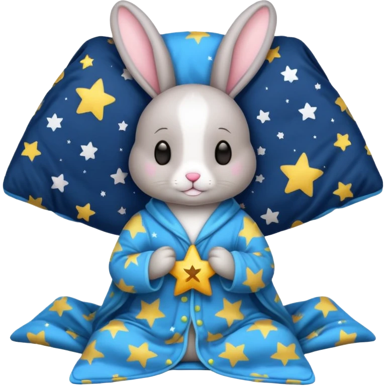 bunny with star pajamas and blanket emoji