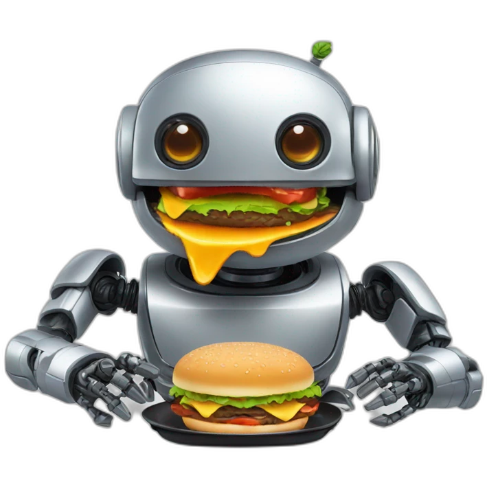 robot eats hamburger emoji