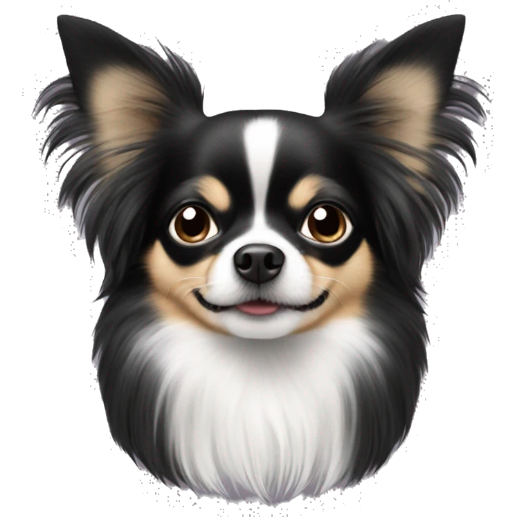 long haired black and white chihuahua emoji