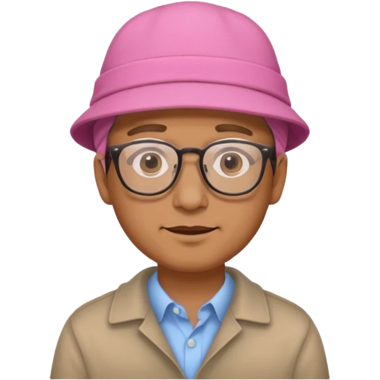 man with glasess wear pink hat  emoji