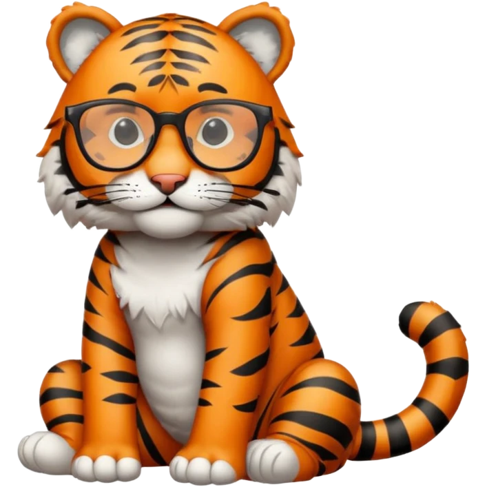 full body of tiger wear glasses emoji
