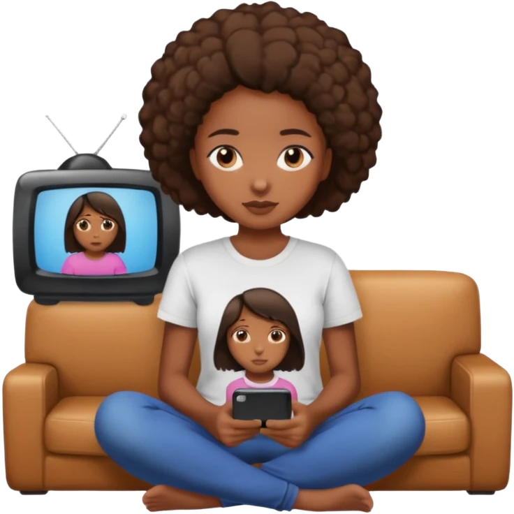 black girl watching tv  emoji