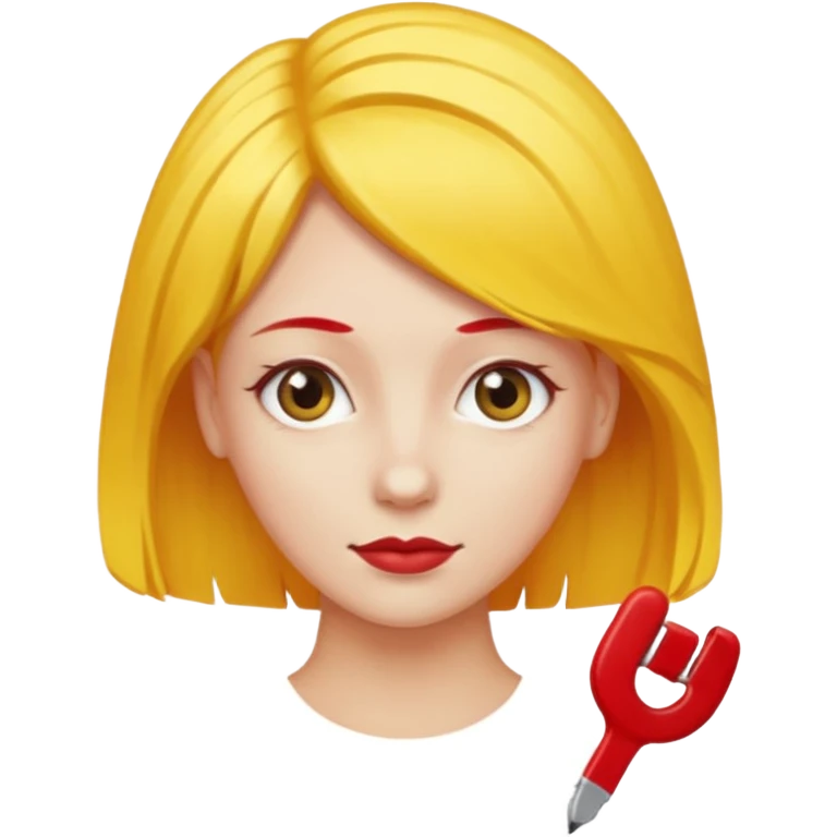 kırmızı toka takan kadın, sarı saçlı emoji