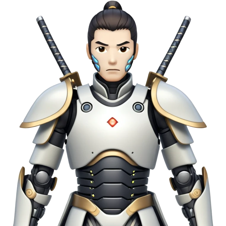 cyborg male samurai with robotic limbs and glowing cybernetic enhancements emoji