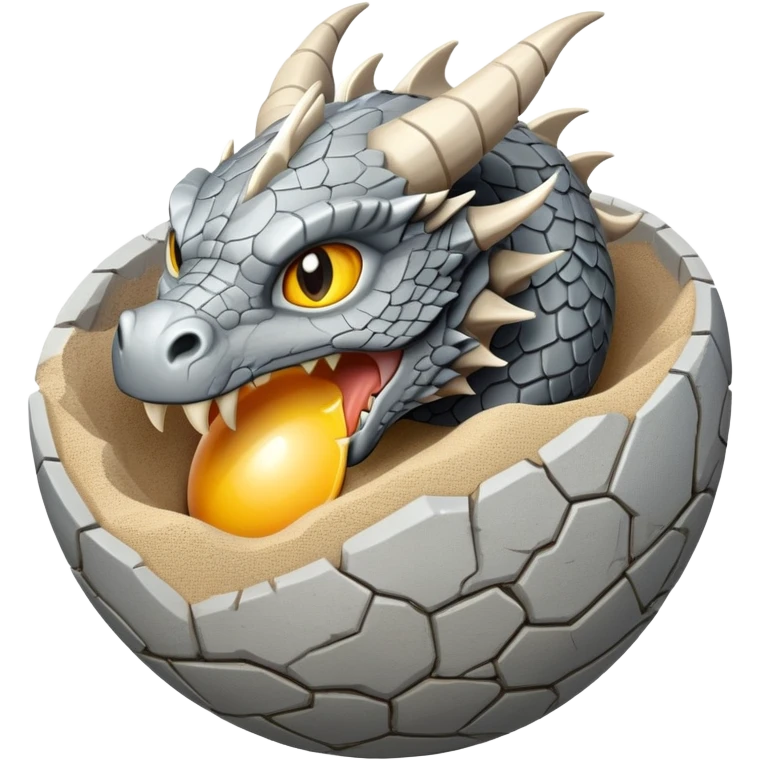 generate realistic detailed stone dragon open egg in 3d style with sand  emoji