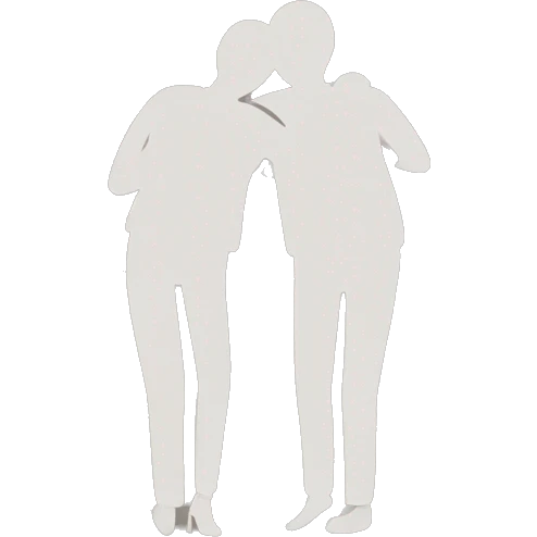 Two silhouettes of people hug each other emoji