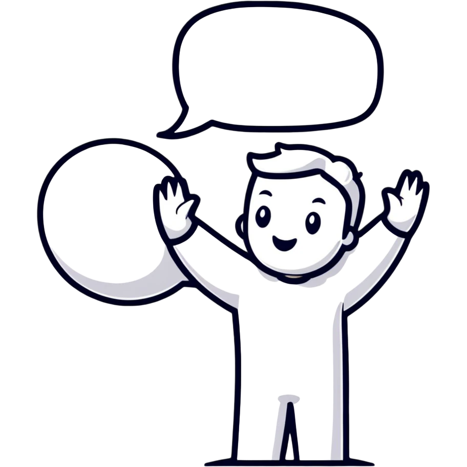 cartoon character asking for more with speech bubble emoji