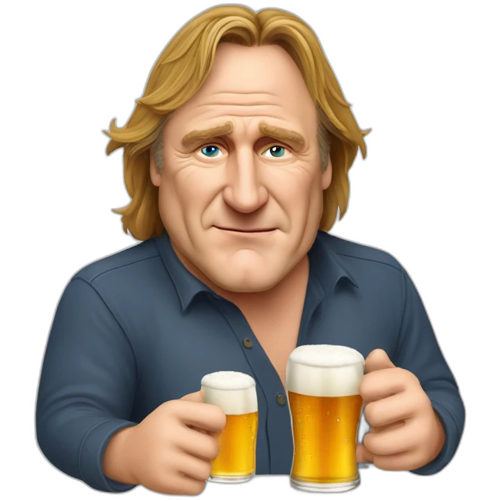 Gérard Depardieu qui boit une biere emoji