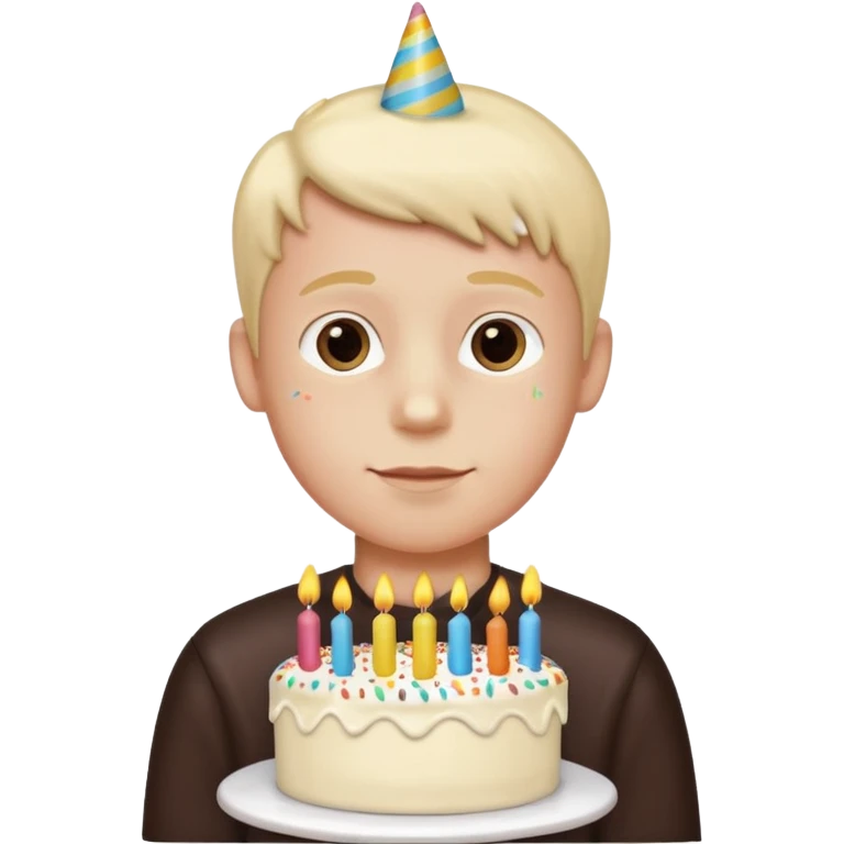 boy with birthday cake without the candles emoji