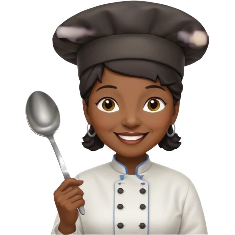 woman old  black chef with spoon emoji