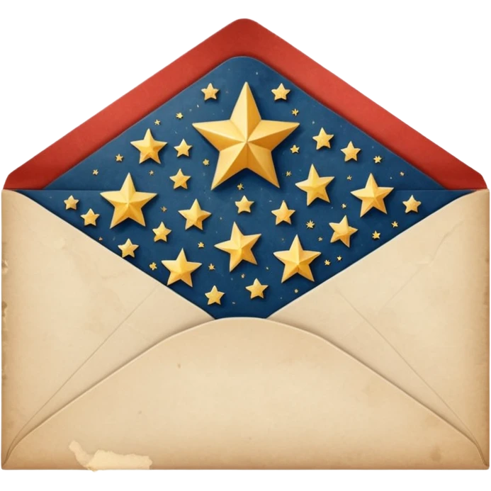 a beautiful old vintage  starry envelope white background emoji
