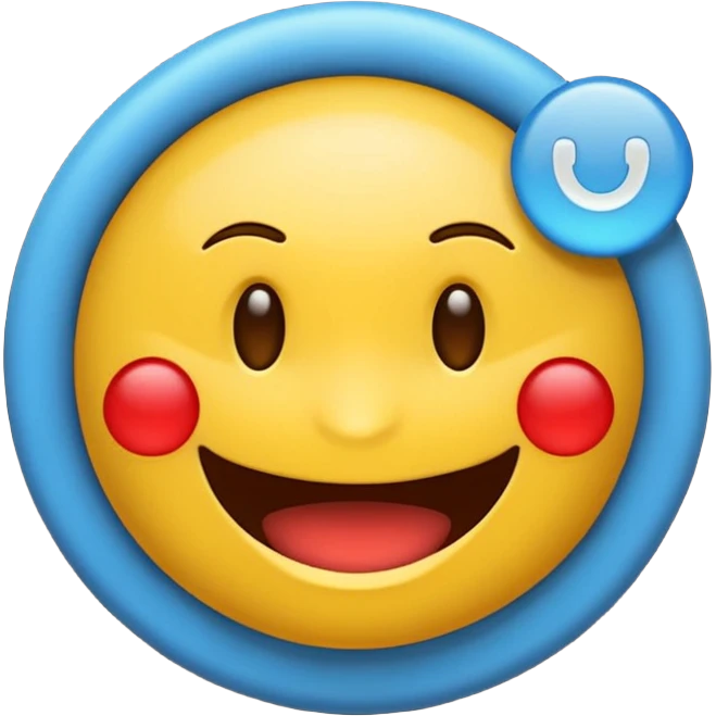 actúa como un experto creando un emoji redondo de emociones sonriente con el pulgar arriba con símbolo del S.R.I. con colores fondo blanco, letra azul, y pulgar rojo. emoji